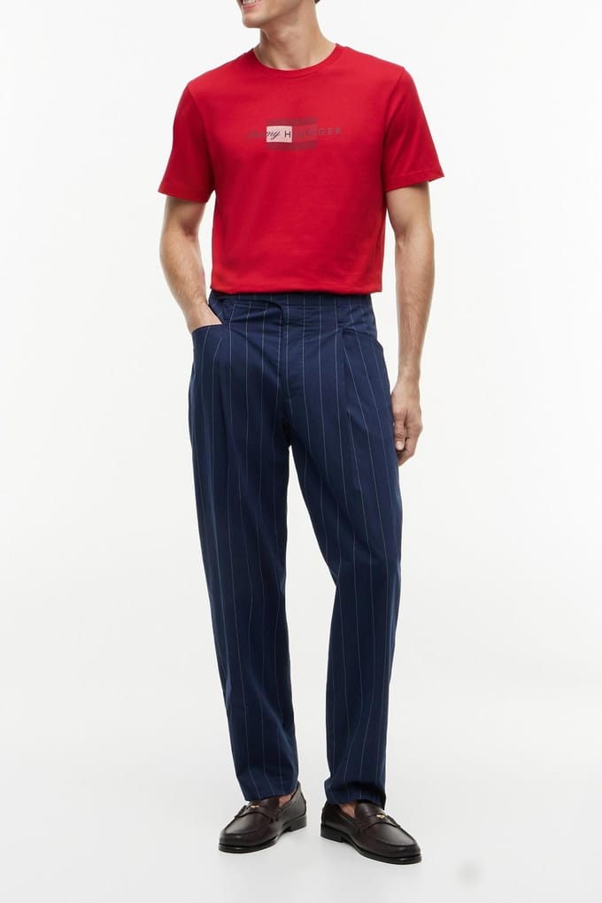 Tommy Hilfiger Script Flag Regular Medium Red Größe: S | Bedruckte T-Shirts Outlet | Herren | Rot