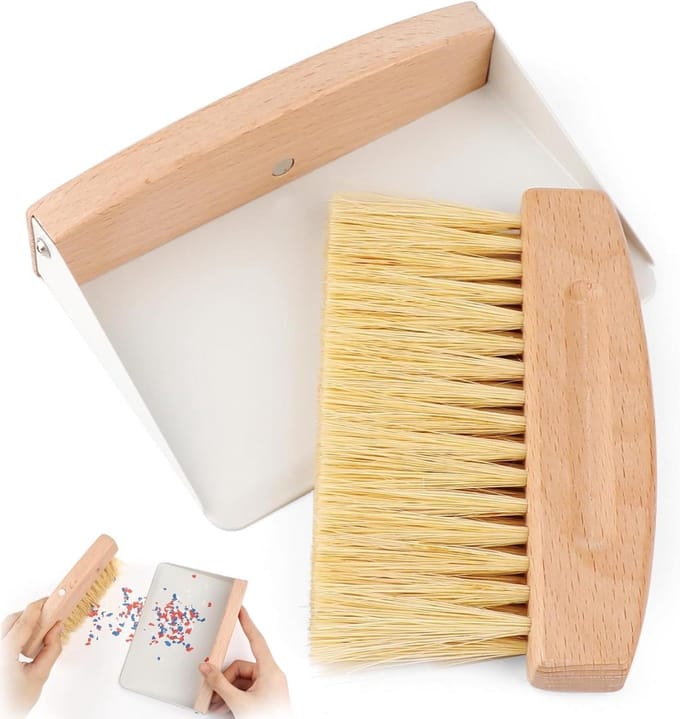 Stofpan en borstelset - Mini kruimelveger - Snelle opruimingen - Met metalen pan - Compact formaat - Wit
