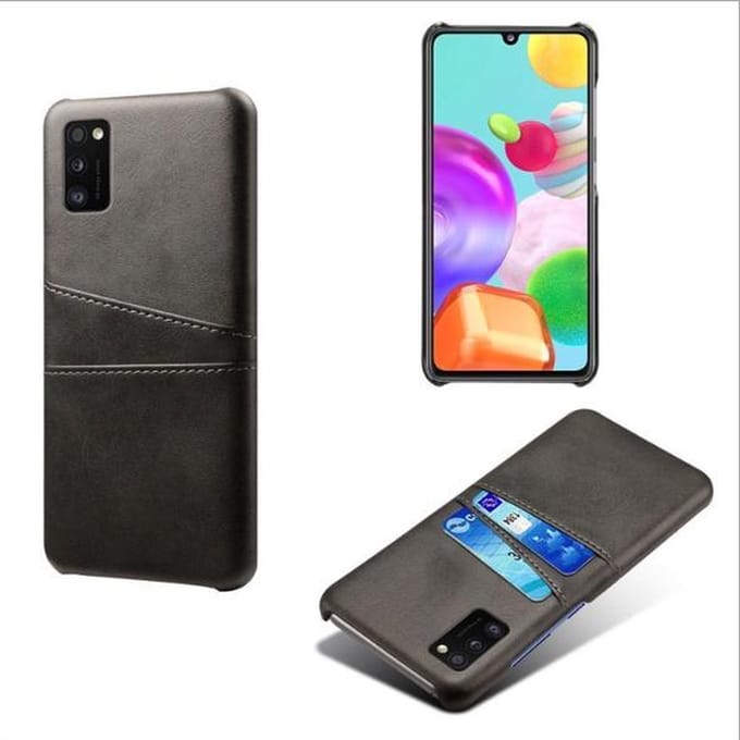 Back Cover met Opbergvakjes + PMMA Screenprotector voor Galaxy A41 _ Zwart