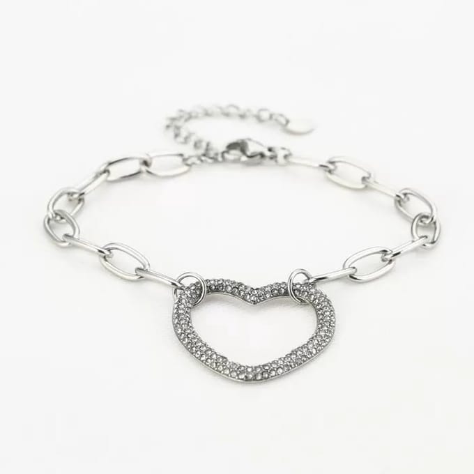 Bijoutheek Armband (sieraad) Schakel Hart Zirkonia Goud