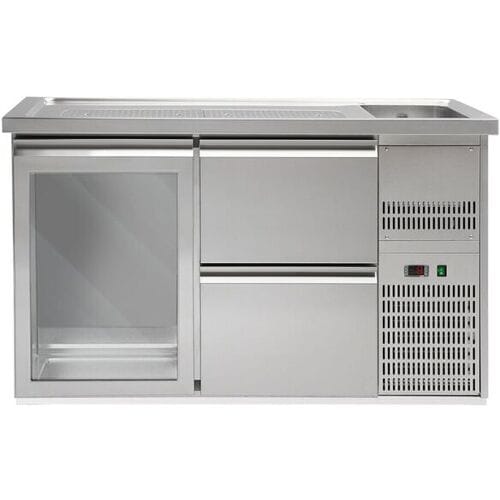 GGM Gastro Biertheke Premium PLUS - 1550x700mm - 1 Glastür & 2 Schubladen