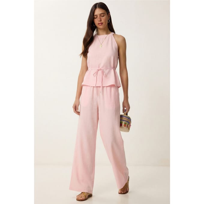 Hoge Taille Halter Nek Twee-Delige Coördinatie Set