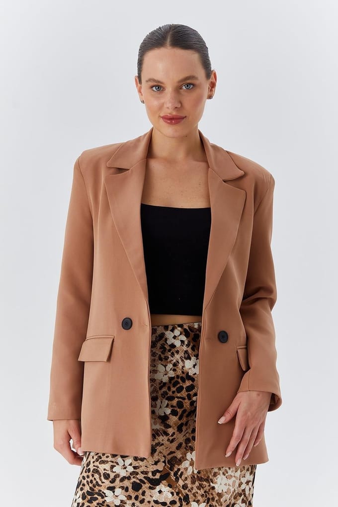 Lange faux leren blazer