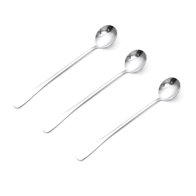 Cuillères à long manche en acier inoxydable, élégantes et multifonctionnelles, pour mélanger le café, le thé et le dessert white
