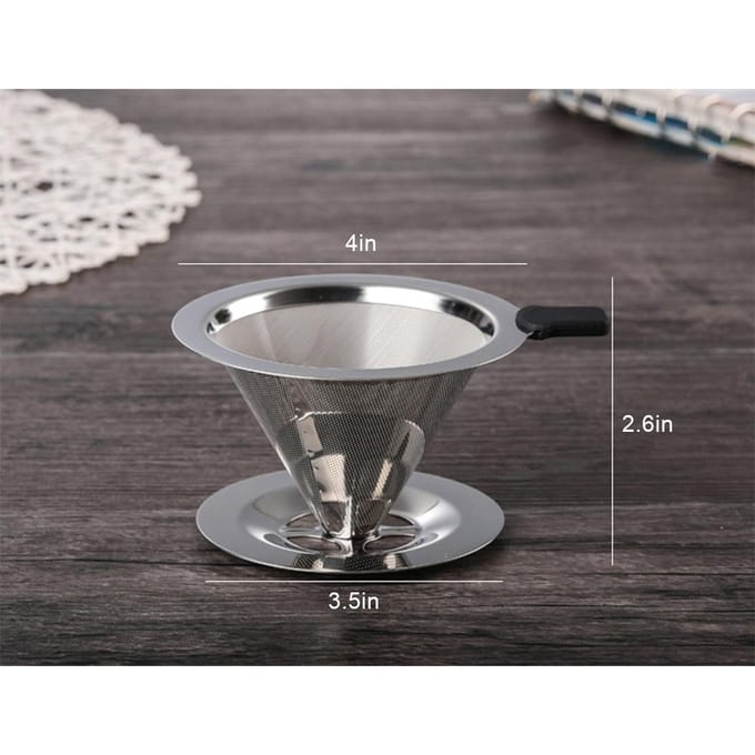 Pour Over Koffiedruppelaar Roestvrijstalen Koffiefilter Verwijderbare Druppelaar met Standaard Herbruikbare Kegel white