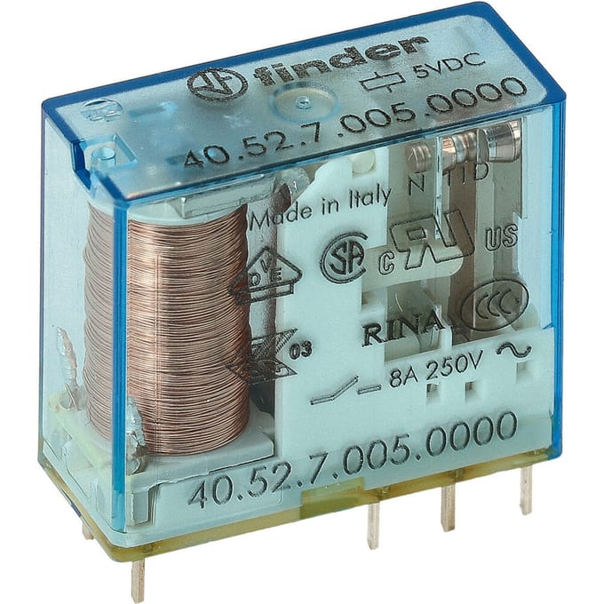 Finder 40.52 PCB Relais 5VDC 8A Dual CO Contact - 40.52.7.005.0000