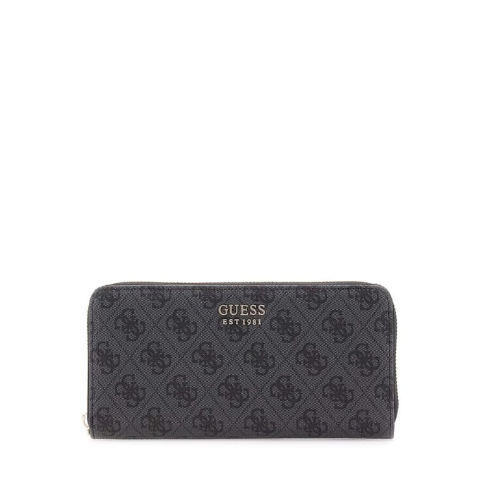 GUESS portemonnee Brenton SLG Large Zip Around Wallet Coal Logo donkergrijs