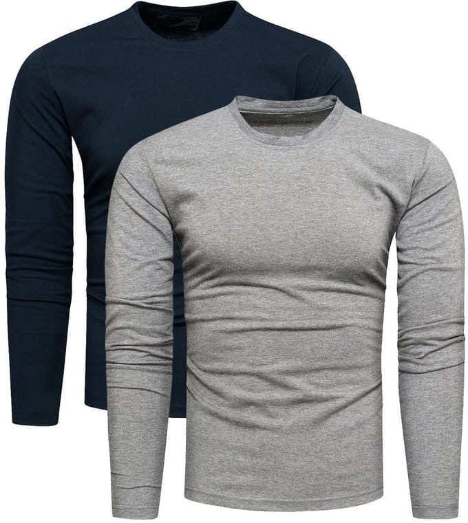 Recea - Longsleeve - 2-pak - Mannelijk - Granat/Grijs
