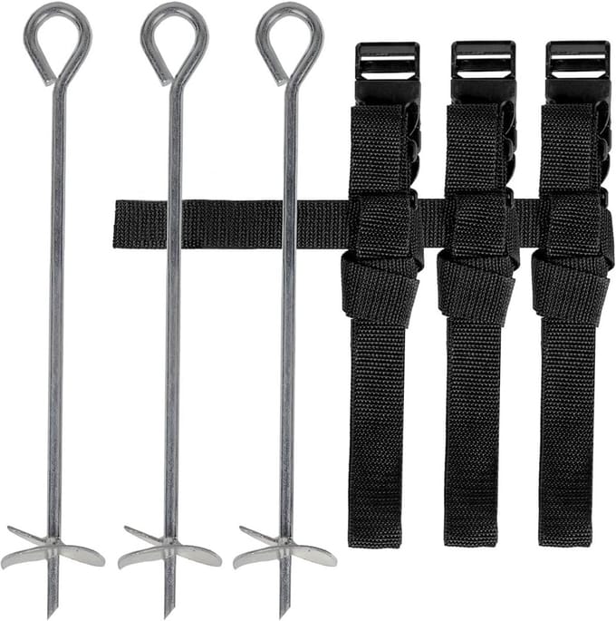 Trampoline Ankerset - Grondankers Set - Veiligheid Verhoging - Universele Pasvorm - 183 & 251 cm - Zwart