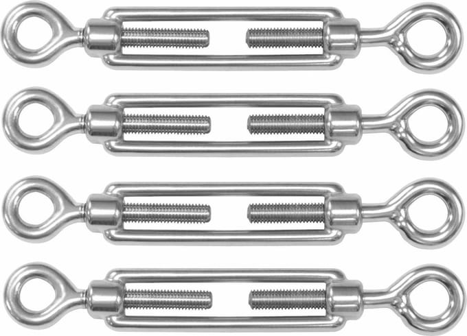 AMIG Spanschroeven/draadspanner met oog/oog - 4x - 7cm - 316L RVS - 100kg - M5 schroefdraad