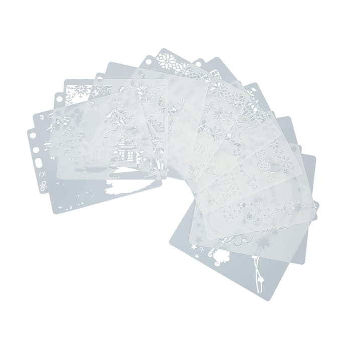 9 stuks Sjablonen DIY Productie Herbruikbaar PET Multifunctioneel Flexibel Duurzaam Mandala Sjabloon white