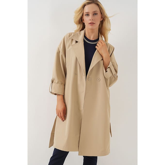 Gevormde Dubbelgeknoopte Trenchcoat