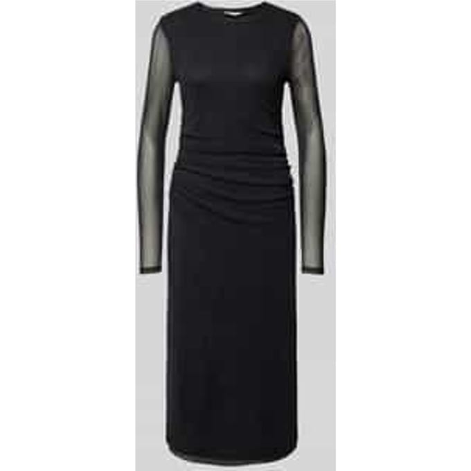 Nauwsluitende midi jurk van mesh met glitterdetails