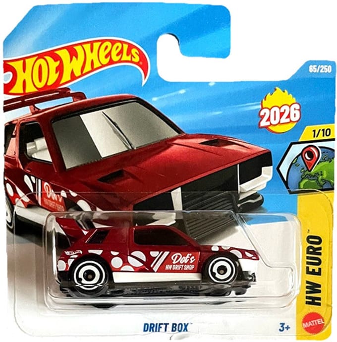 HOT WHEELS DRIFT BOX DOT'S RED 65/250 HW EURO 1/10 SHORT CARD 2026