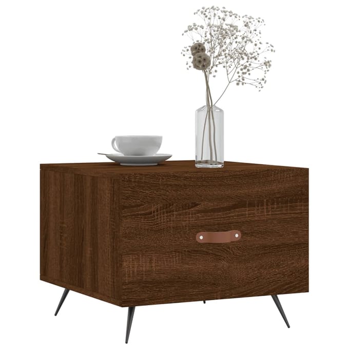 vidaXL - Salontafel - 50x50x40 - cm - bewerkt - hout - bruin - eikenkleur