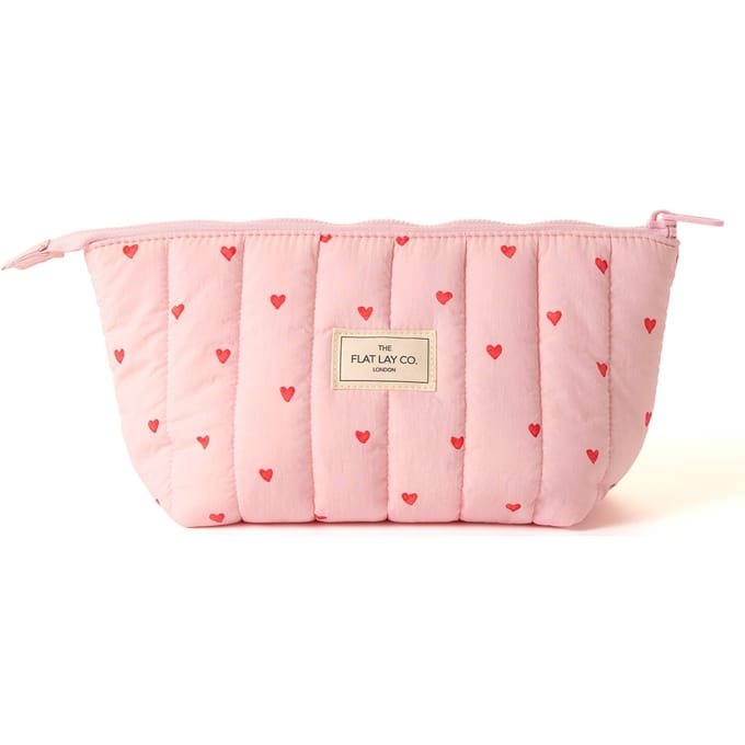 The Flat Lay Co. Marshmallow Essential Makeup Pouch - Sweet Pink Hearts