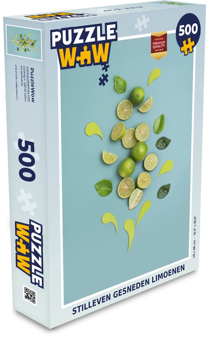 Puzzel Limoen - Bladeren - Stilleven - Legpuzzel - Puzzel 500 stukjes