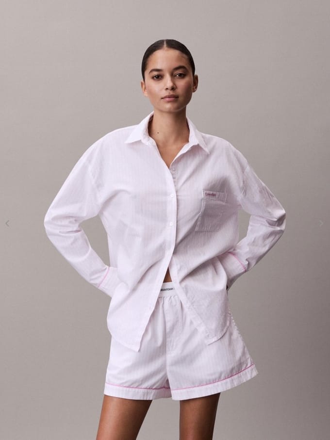 Calvin Klein - Poplin Short - Wit/Roze Gestreept - XL