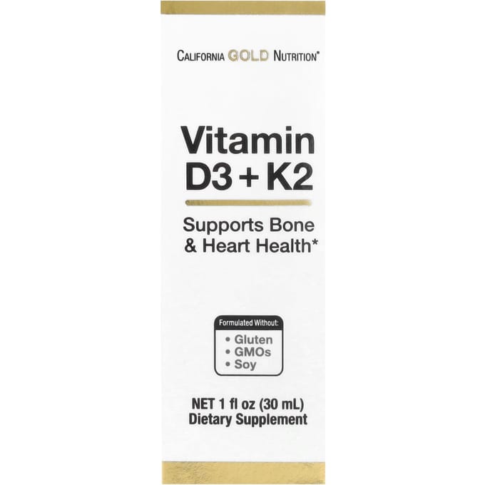 California Gold Nutrition, Vitamine D3 en K2, 25 mcg (1.000 IE), 1 fl oz (30 ml)