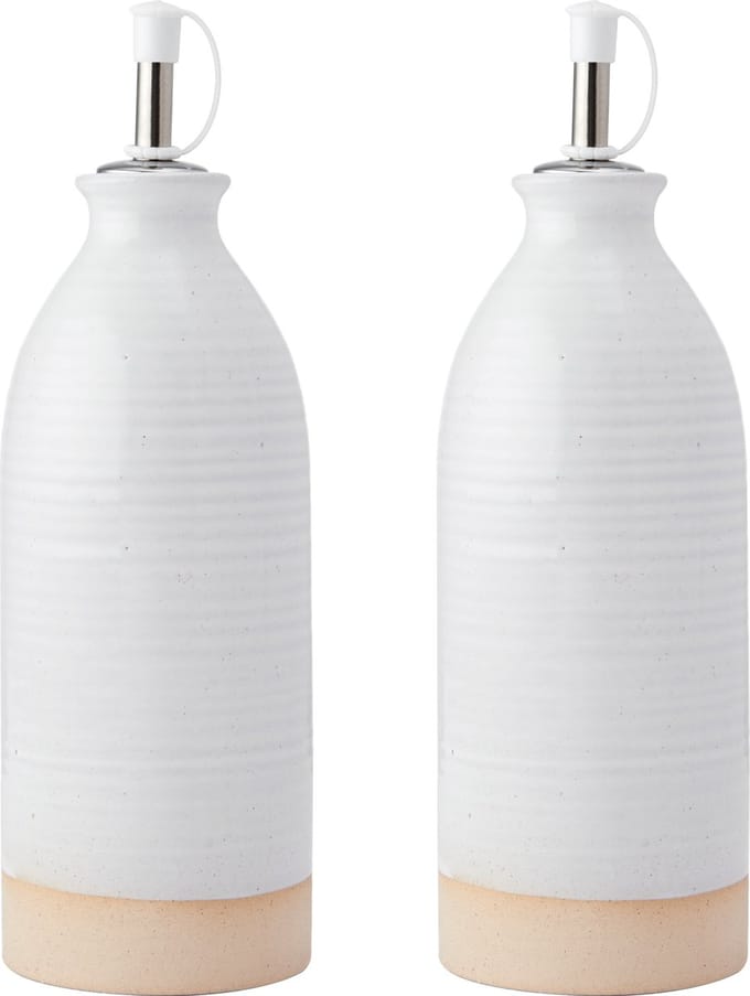 KitchenCraft Idilica olie- en azijnflessen, set van 2, crème, 450 ml