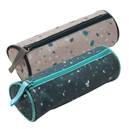 Verhaak - Etui - Rond - 21x7 cm - Terrazzo - Nature - Natuu -r Beige - Aarde Tint - Back To School