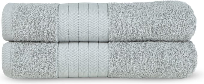 Good Morning uni handdoek effen kleur - Handdoekenset 2 - Zilver - Badstof