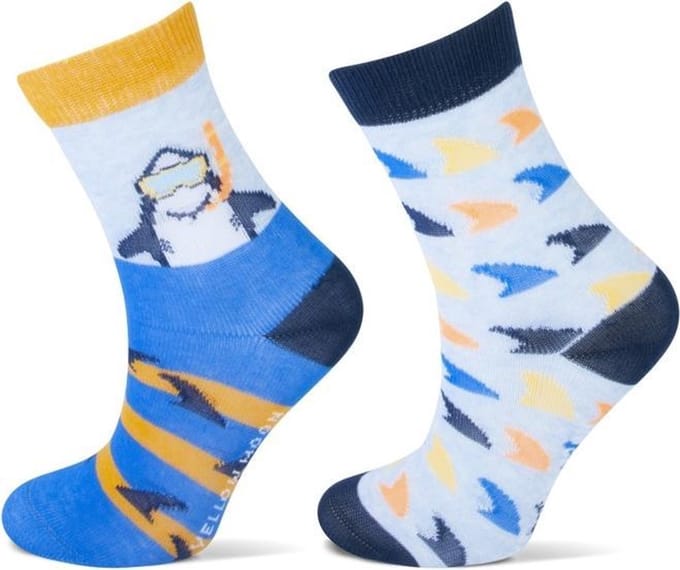 2 Paar kindersokken - Happy Shark - Multicolor - Maat 19-22