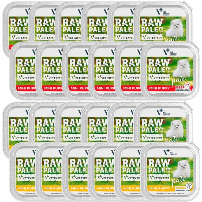 VetExpert Raw Paleo Serie - Smaakmix Pate Mini Puppy - 24x150g