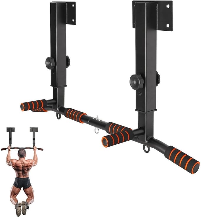 KIRA® Pull Up Bar - Pull Up Station - Optrekstang Wandmontage - Zwart - 93cm x 93cm x 62cm