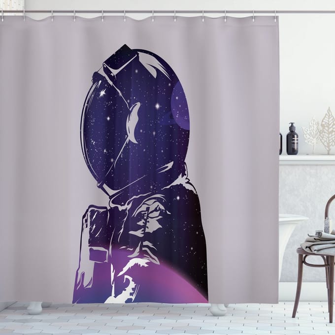 ABAKUHAUS Mist-douchegordijn – Astronautenruimte, 175x180 cm