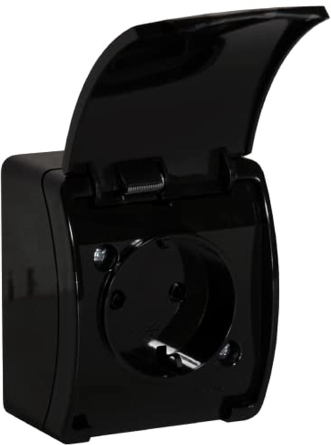 Stopcontact 2x2P+Z Schuko IP44 - Zwart