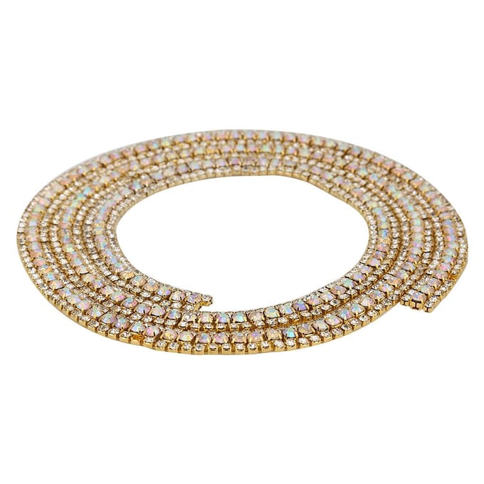 3 Rijen Diamant Mesh Wikkelrol Glitter Kristal Strasslint Decoratie (Goud) goud