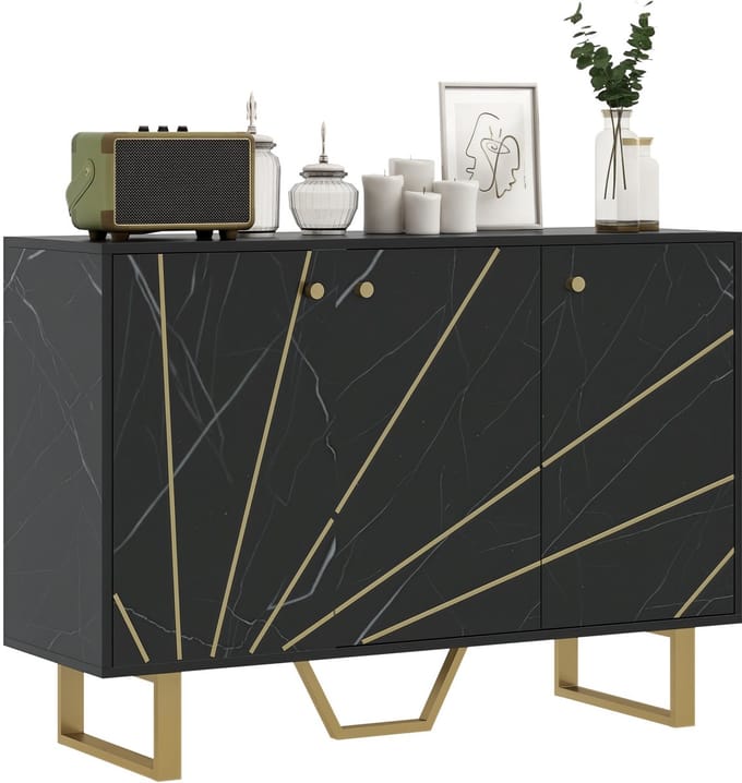 HOMCOM Dressoir - Spaanplaat - 107x35x75cm - Zwart