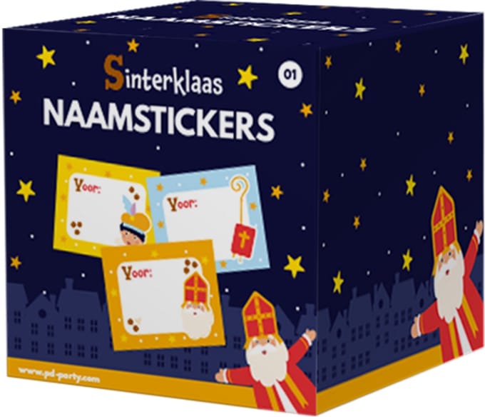 Sinterklaas naamsticker box - 50 stickers
