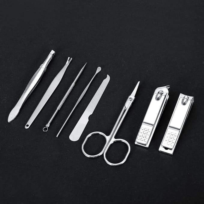 8 Stuks Roestvrij Staal Nagelschaar Knipper Set Vingernagel Teennagel (Zwart) black