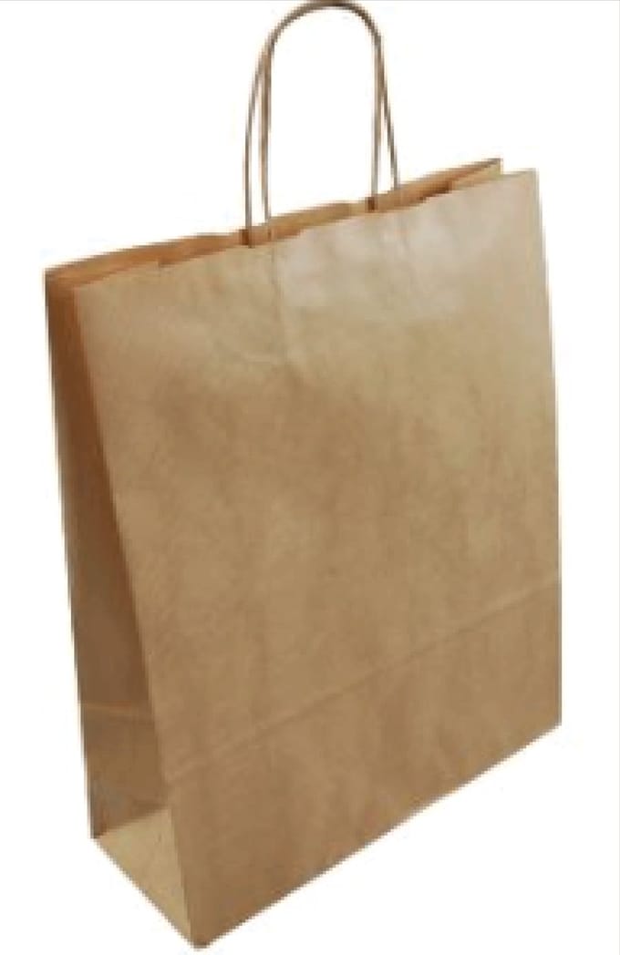 100 Bruin kraftpapier draagtas 32x12x41cm