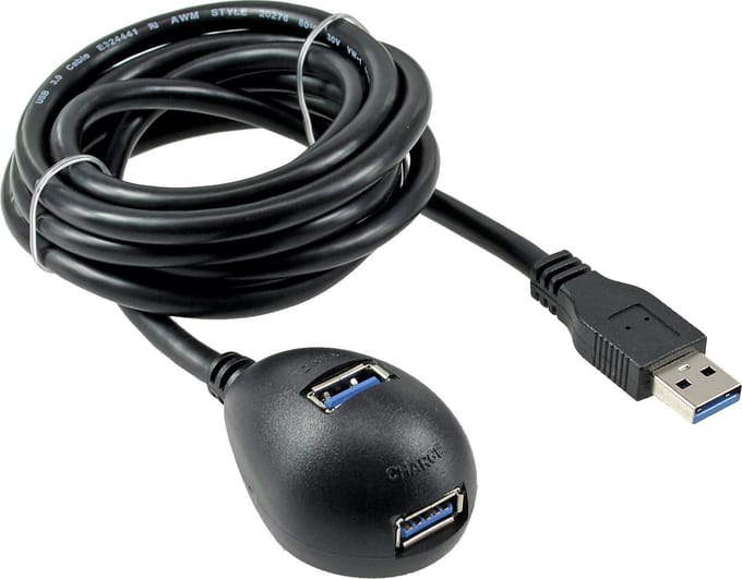 USB naar 2x USB docking kabel - USB3.0 - tot 0,9A / zwart - 1 meter