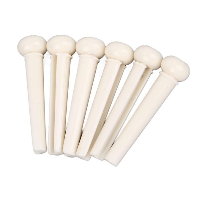 6 Stuks Akoestische Gitaar Brugpennen Pinnen Vervanging Akoestische Gitaar Plastic Brugzadel en Topkam white