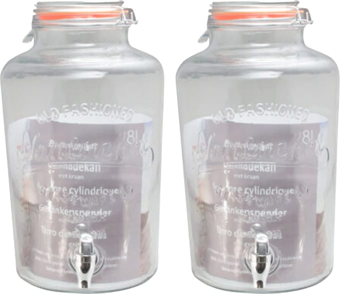 Svenska living Limonade/drankdispenser - 2x - 8L - glas - 18 x 37 cm