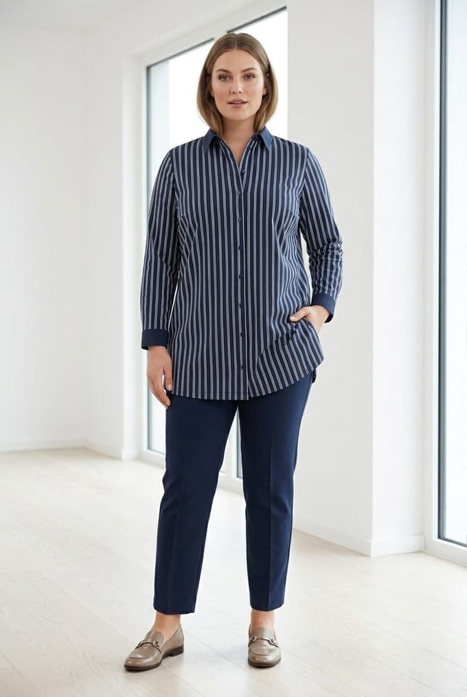 COLLETTA Nana Tops - Dark Blue/White - maat 2(50)