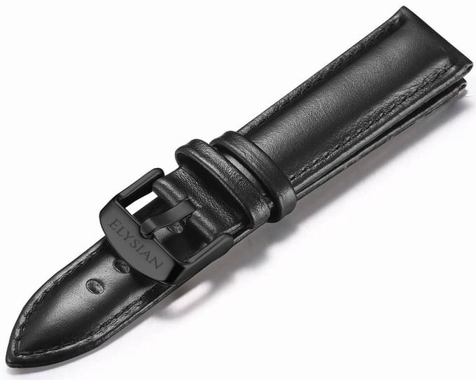 Elysian Horlogeband 22mm Leer Zwart - Quick Release - Premium Kwaliteit