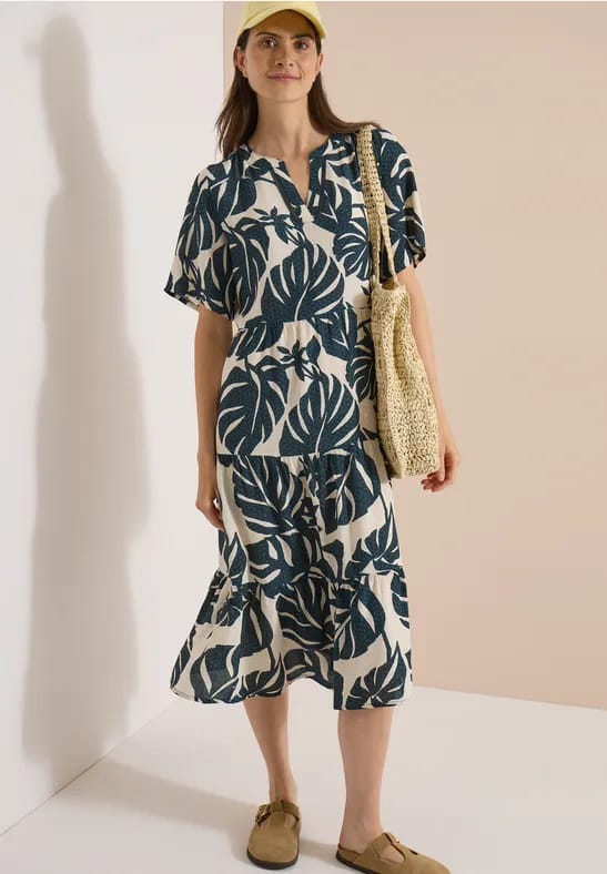 Midijurk met split in de hals en print