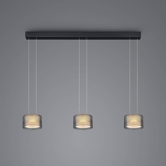 BANKAMP Grand Groove LED hanglamp, 3-lamps