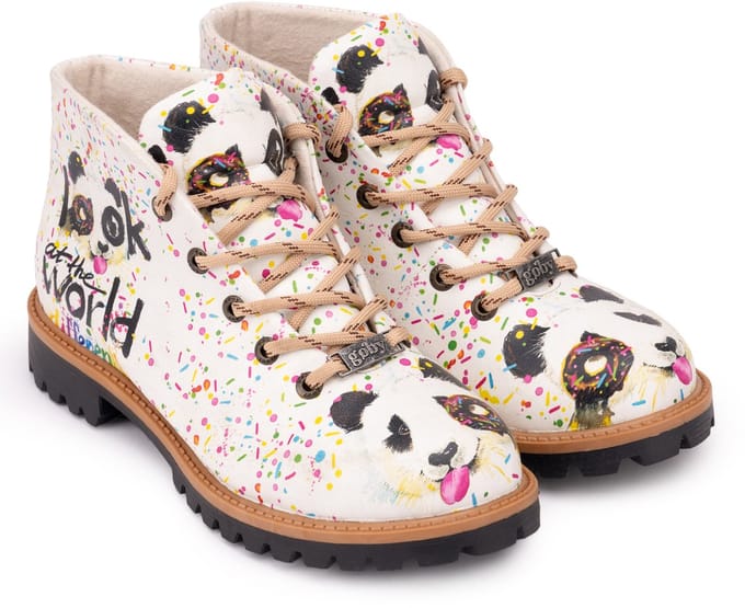 Goby Panda Boots – Dames Veterboots – Vegan Leer – Handgemaakt – Maat 37