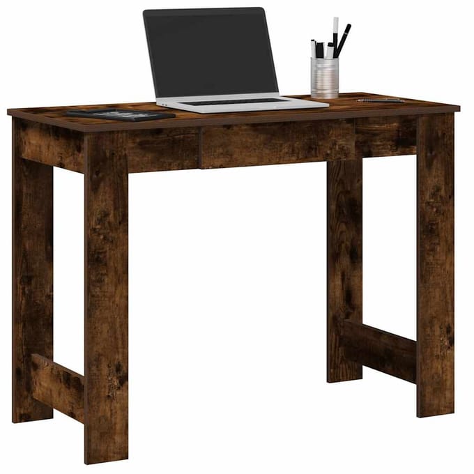 vidaXL - Bureau - 100x45x75 - cm - bewerkt - hout - gerookt - eikenkleurig