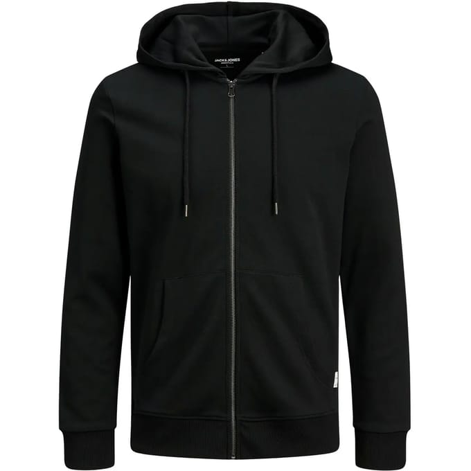 JACK & JONES Basic sweat zip hood slim fit - heren sweatvest katoenmengsel met capuchon - zwart