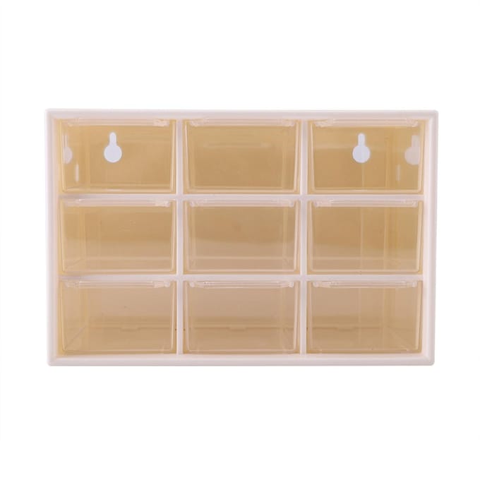 Mini Tiroirs Portables en Plastique à 9 Compartiments Boîte de Rangement pour Bijoux Cosmétiques Blanc blanc