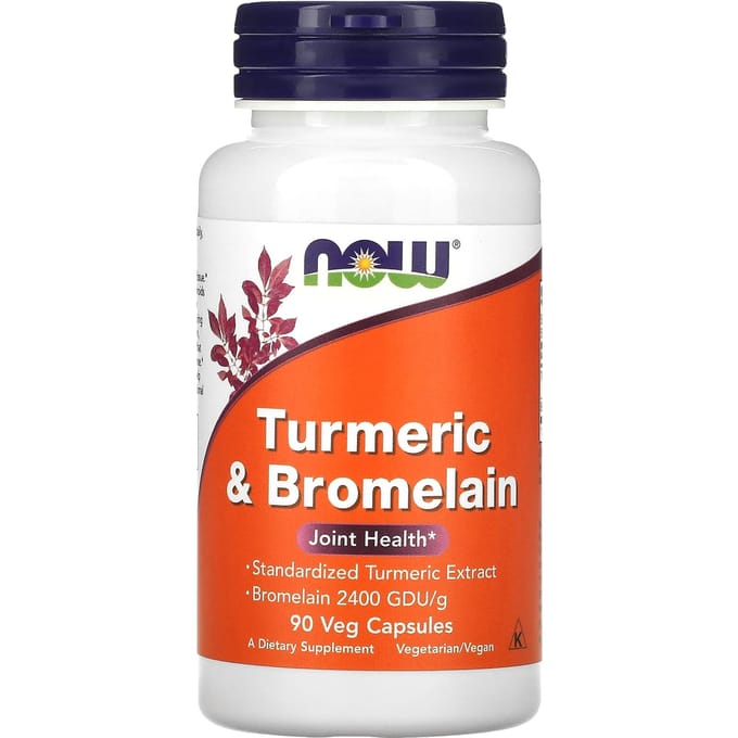 NOW Foods, Kurkuma & Bromelaïne, 90 Plantaardige Capsules