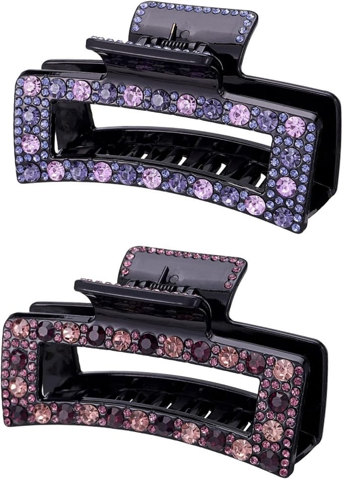 Set van 2 Grote Strass Haarspelden - Elegante Vintage Klemmen met Sterke Grip