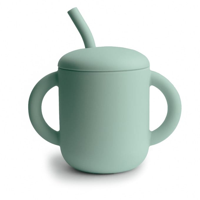 Mushie - Oefenbeker met Deksel en Rietje - Oefenbeker - Cambridge Blue